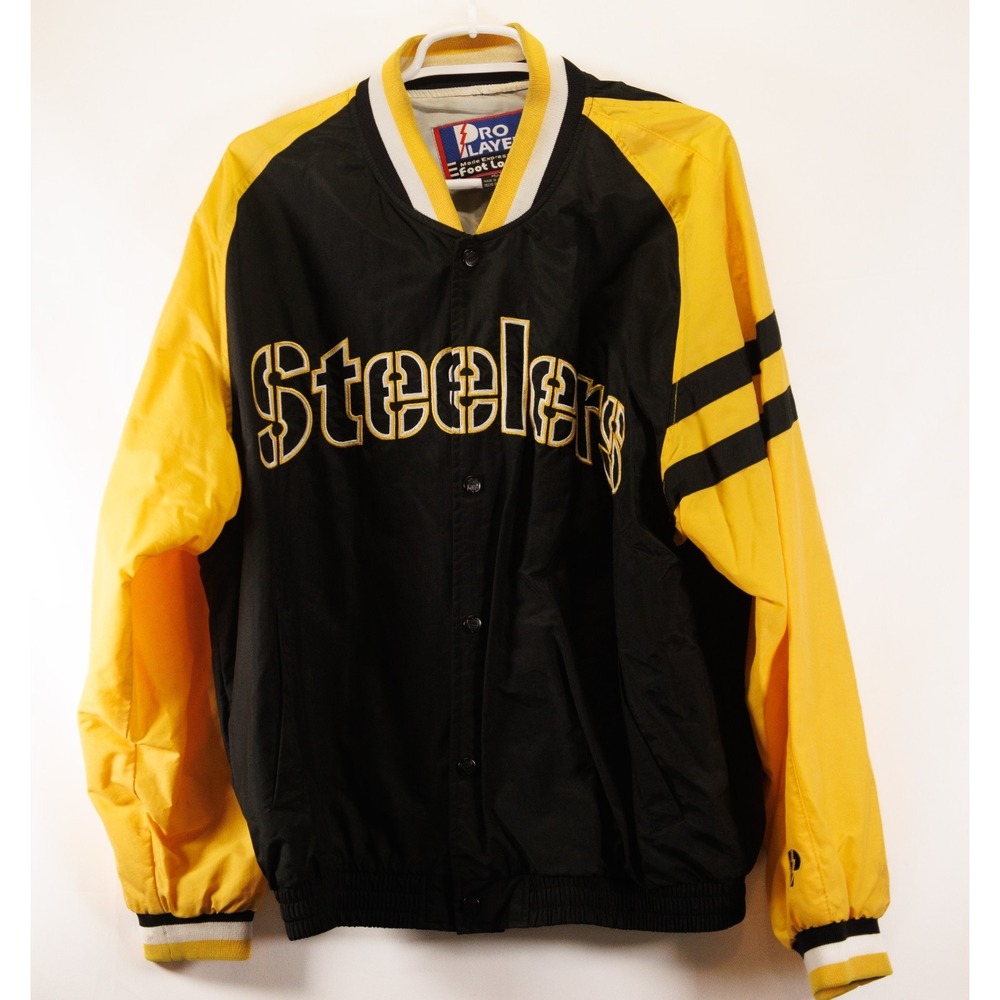 Vintage 80-90s PRO PLAYER Pittsburgh Steelers Nylon Jacket Mens‎ Sz M RETRO
